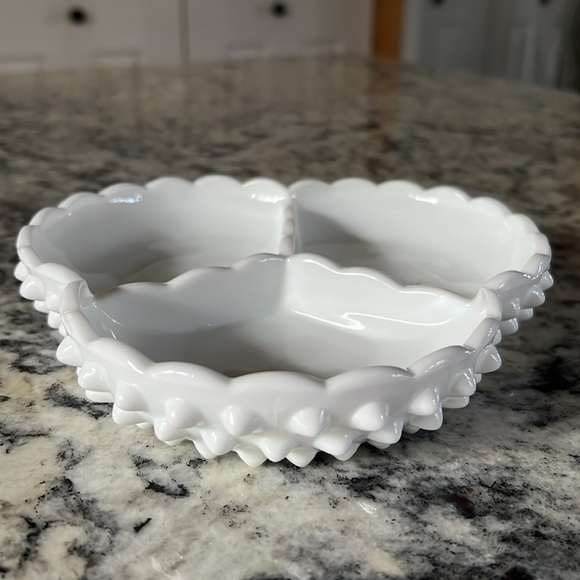 Fenton Hobnail Milk Glass Divided Dish - Picture 6 of 6